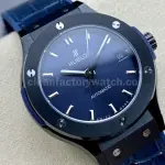HB Factory Hublot Classic Fusion 565.CM.7170.LR 38mm Steel Leather Strap Blue Dial