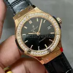 HB Factory Hublot Classic Fusion 565.OX.1480.LR.1204 38mm Rose Gold Leather Strap Black Dial