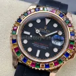 KF Factory Rolex Yacht-Master 116695SATS 40mm Rose Gold Rubber Strap Black Dial