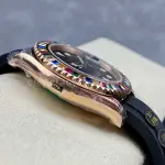 KF Factory Rolex Yacht-Master 116695SATS 40mm Rose Gold Rubber Strap Black Dial