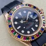KF Factory Rolex Yacht-Master 116695SATS 40mm Rose Gold Rubber Strap Black Dial