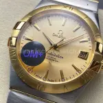 OM+ Factory Omega Constellation Men 123.20.38.21.08.001 38mm Gold/Steel Champagne Dial