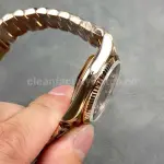 QF Factory Counterweight Rolex Day-Date 128235-0037 36mm Full Rose Gold Diamond Mope&Baguette Diamond Brown Dial