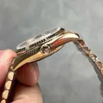 QF Factory Counterweight Rolex Day-Date 128235-0037 36mm Full Rose Gold Diamond Mope&Baguette Diamond Brown Dial