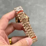 QF Factory Counterweight Rolex Day-Date 128235-0037 36mm Full Rose Gold Diamond Mope&Baguette Diamond Brown Dial