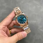 QF Factory Counterweight Rolex Day-Date 128235-0085 36mm Full Rose Gold Baguette Diamonds Dark Blue Dial