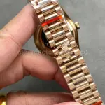 QF Factory Counterweight Rolex Day-Date 128235-0085 36mm Full Rose Gold Baguette Diamonds Dark Blue Dial