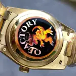 QF Factory Counterweight Rolex Day-Date 128238-0069 36mm Full Yellow Gold Diamond Mope&Baguette Diamond Green Dial