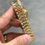 QF Factory Counterweight Rolex Day-Date 128238-0069 36mm Full Yellow Gold Diamond Mope&Baguette Diamond Green Dial