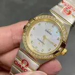 TW Factory Omega Constellation Quartz 123.20.27.60.55.002 27mm Diamond&Gold Bezel Half Gold&Steel Mother Of Pearl Diamond Dial
