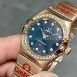 TW Factory Omega Constellation Quartz 131.55.25.60.53.002 27mm Diamond Bezel Full Rose Gold Diamond Gypsophila Blue Dial