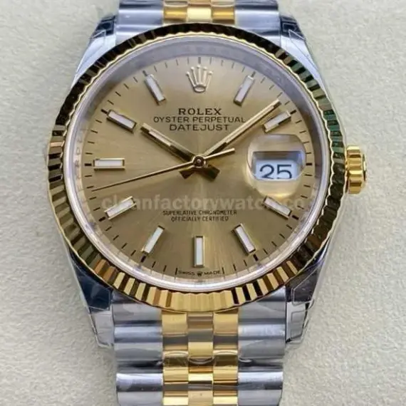 VS Factory Rolex Datejust 126233-0015 36mm Half Yellow Gold Champagne Dial Jubilee