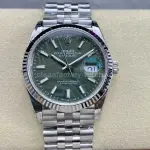 VS Factory Rolex Datejust 126234-0047 36mm Full 904L Olive Green Palm Motif Dial Jubilee