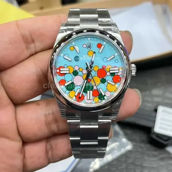 VS Factory Rolex Oyster Perpetual 126000-0009 36mm Bubbles Fringed Blue Dial