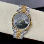 VS Factory Rolex Wimbledon Datejust 126233-0035 36mm Half Yellow Gold Roman Number Grey Dial Jubilee