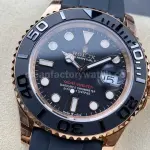VS Factory Rolex Yacht-Master 126655 40mm Rose Gold Rubber Strap Black Dial