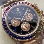 ZF Factory Rolex Daytona 116595RBOW 40mm Rose Gold Rainbow Bezel Diamond Black Dial
